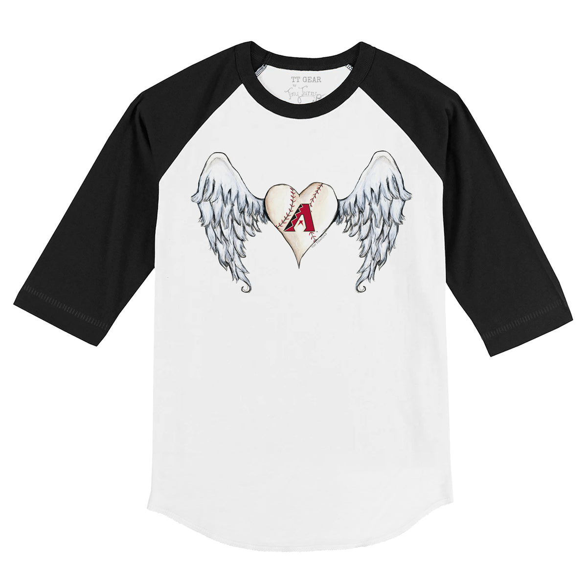 Arizona Diamondbacks Angel Wings 3/4 Black Sleeve Raglan