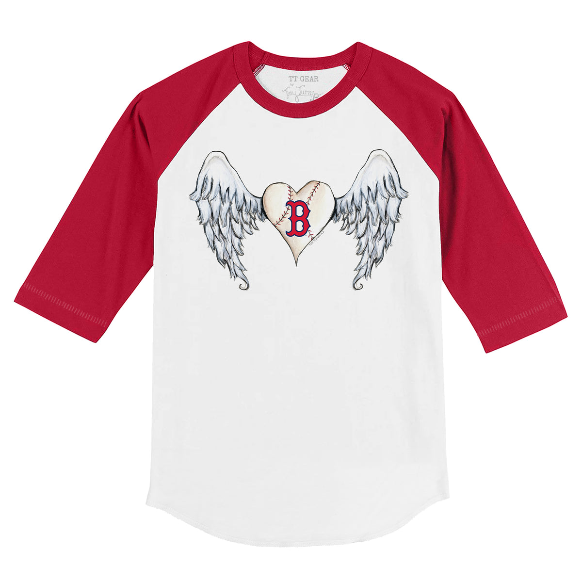 Boston Red Sox Angel Wings 3/4 Red Sleeve Raglan