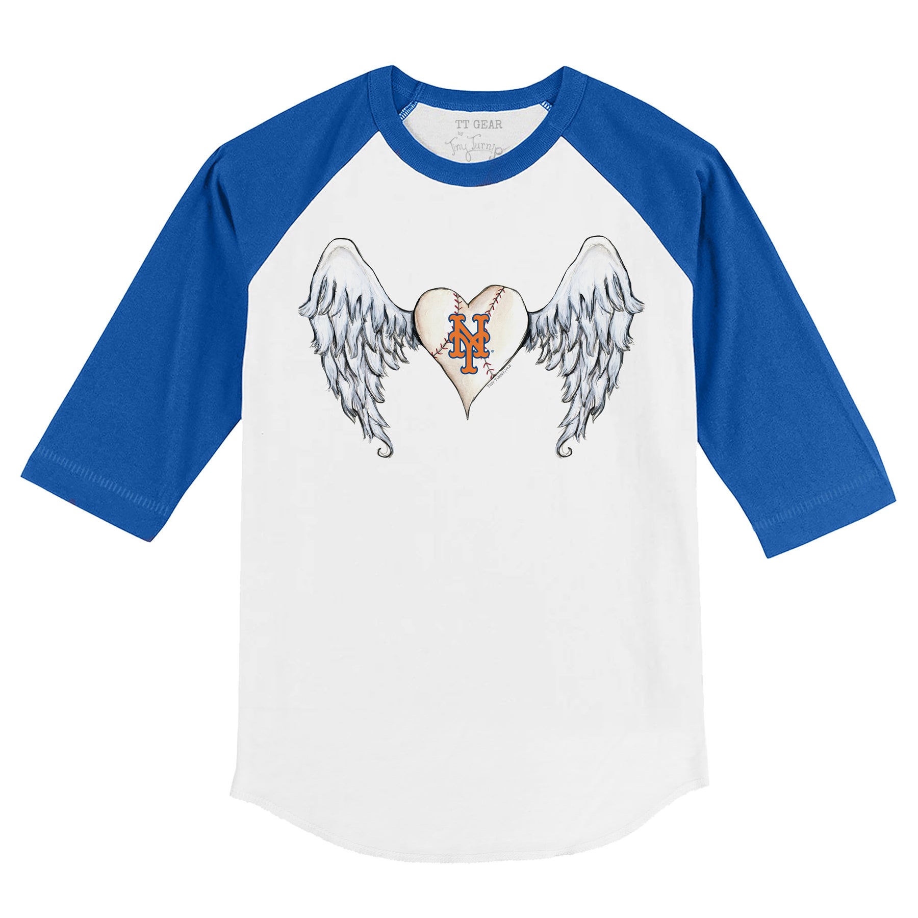 New York Mets Angel Wings 3/4 Royal Blue Sleeve Raglan