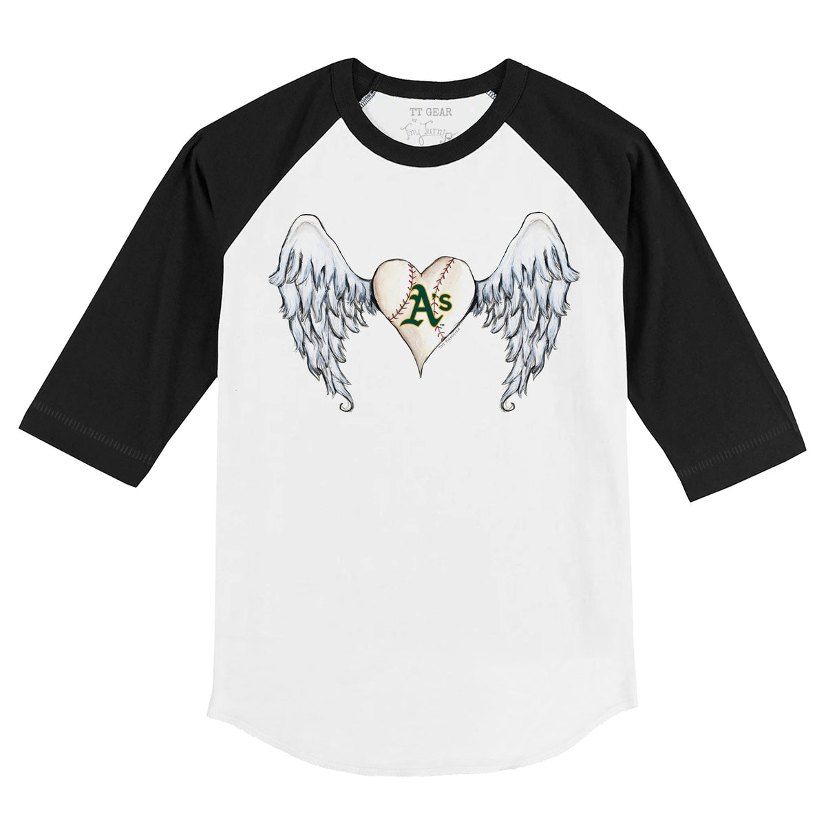 Oakland Athletics Angel Wings 3/4 R Black Sleeve Raglan