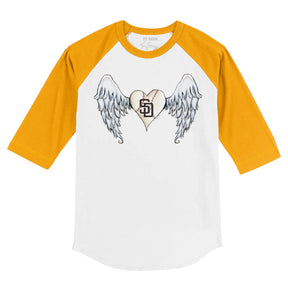San Diego Padres Angel Wings 3/4 Gold Sleeve Raglan