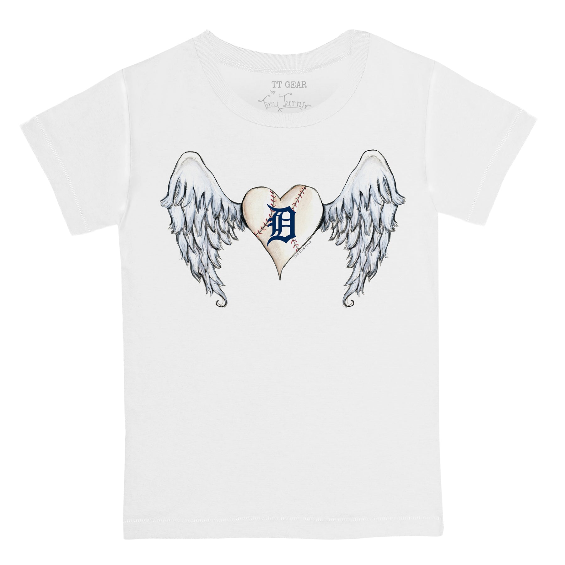 Detroit Tigers Tiny Turnip Women's Heart Banner 3/4-Sleeve Raglan T-Shirt -  White/Navy