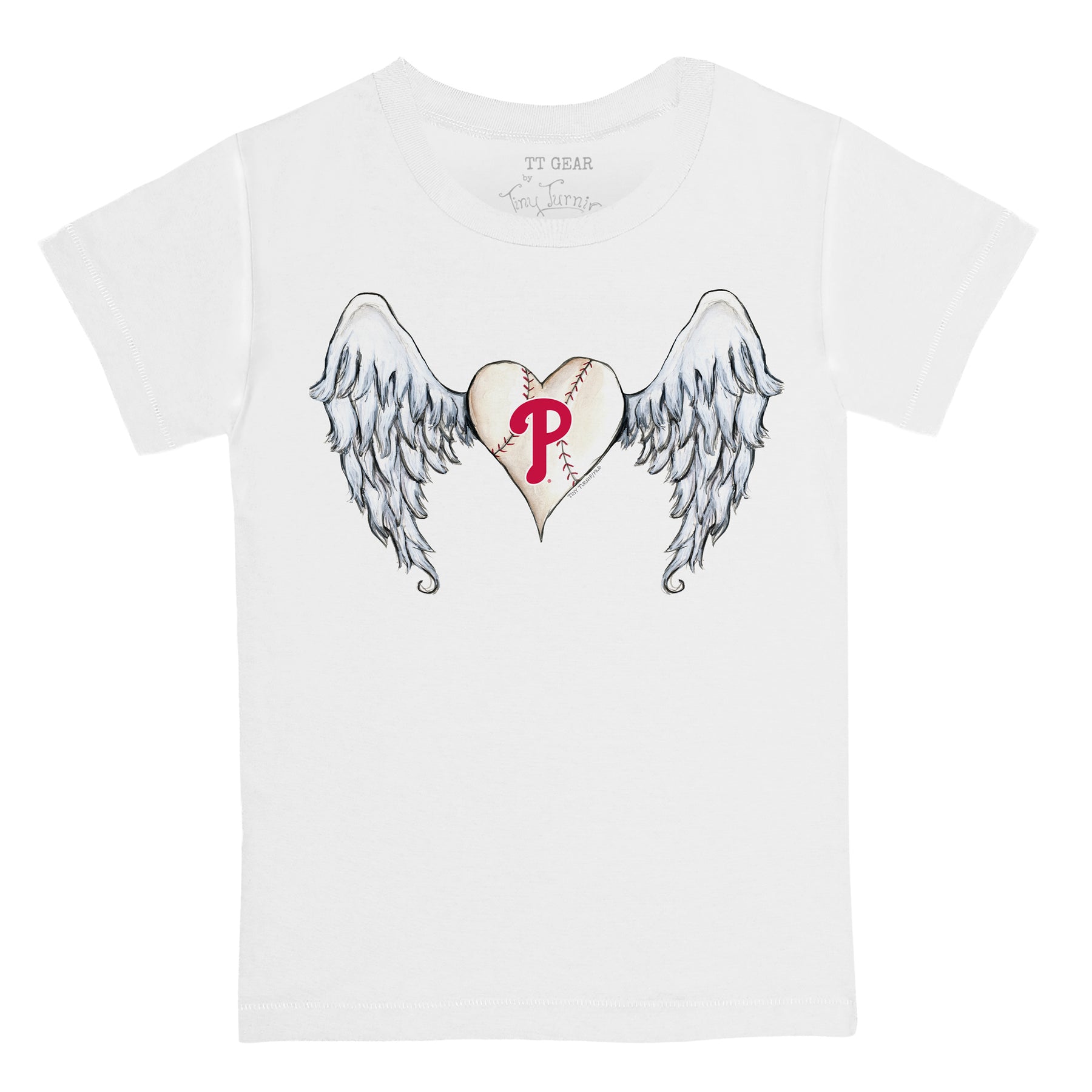 Women's Tiny Turnip White Philadelphia Phillies Angel Wings T-Shirt