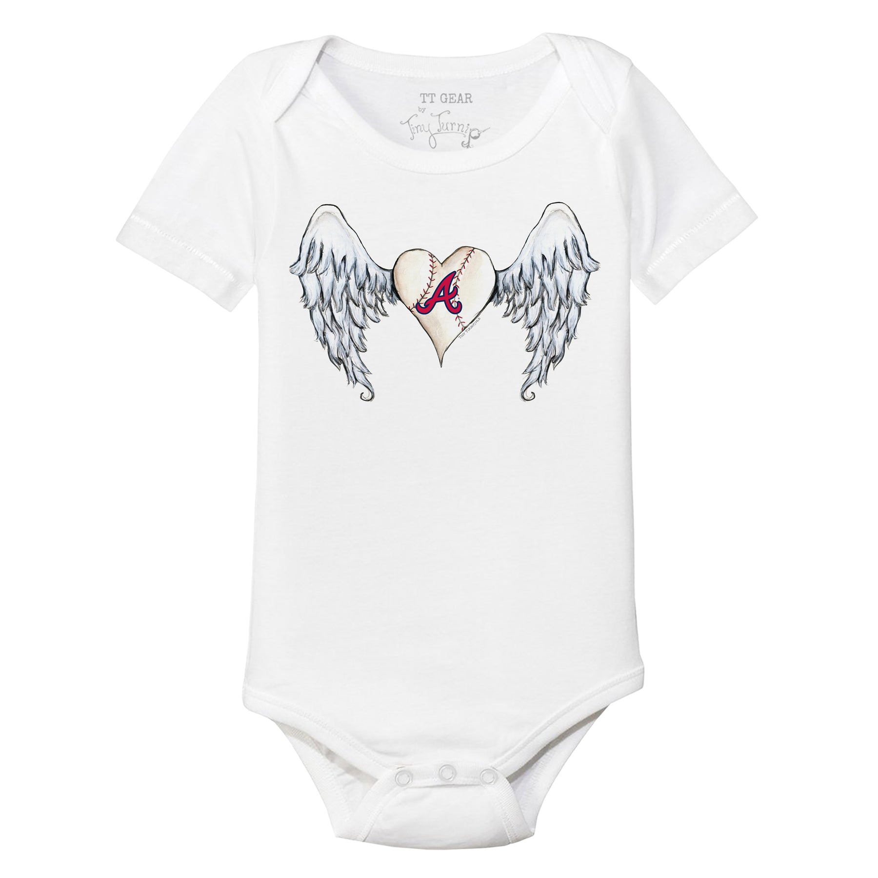 Infant Atlanta Braves Tiny Turnip Navy Angel Wings Bodysuit