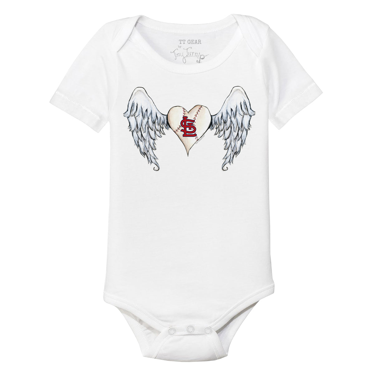 Infant Tiny Turnip White St. Louis Cardinals Heart Bat Bodysuit