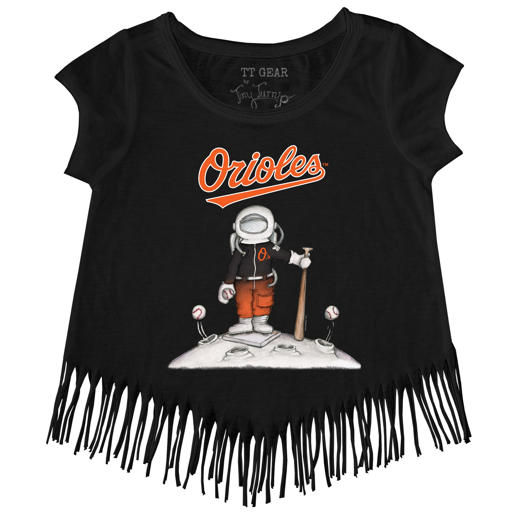 Baltimore Orioles Astronaut Fringe Tee Youth XL (14) / Black