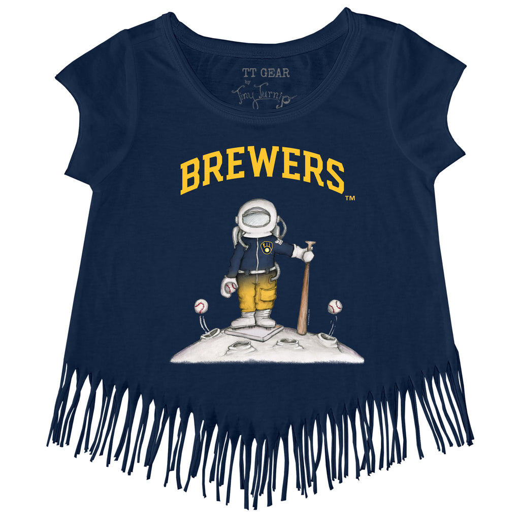 Girls Toddler Tiny Turnip Navy Seattle Mariners Astronaut Fringe T-Shirt Size: 4T