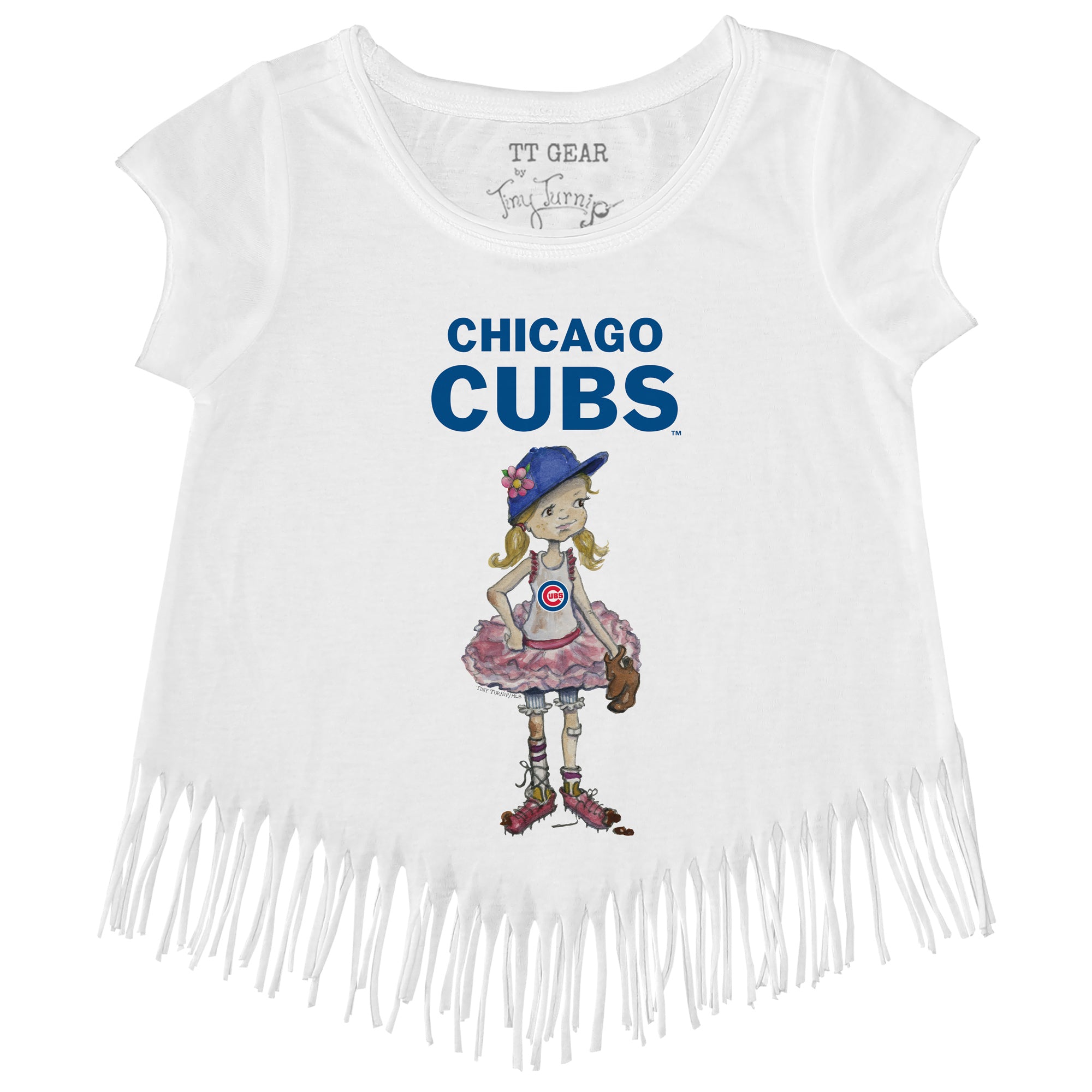 Chicago Cubs Tiny Turnip Youth Baseball Bow 3/4-Sleeve Raglan T-Shirt -  White/Royal