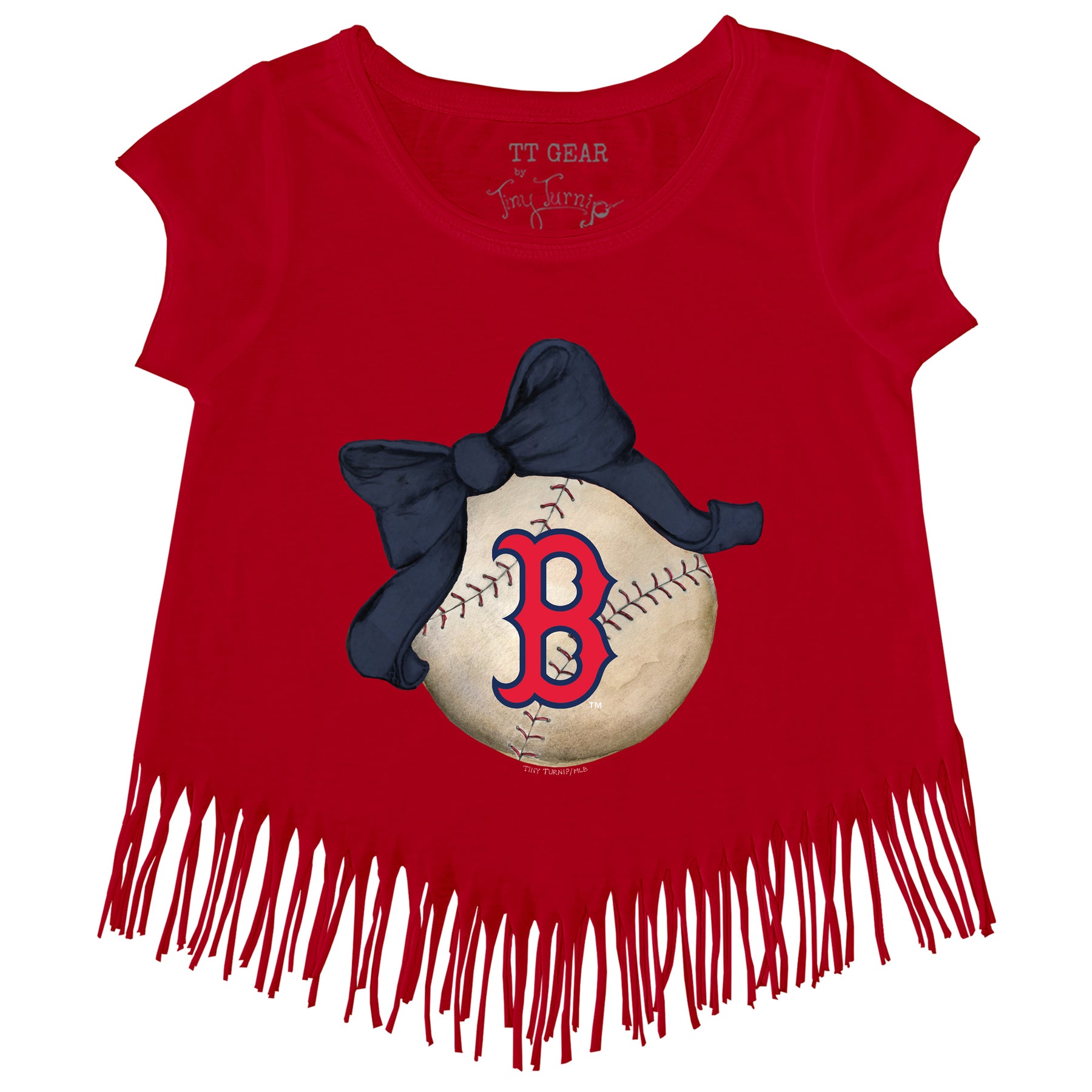 Boston Red Sox Baseball Bow Fringe Tee