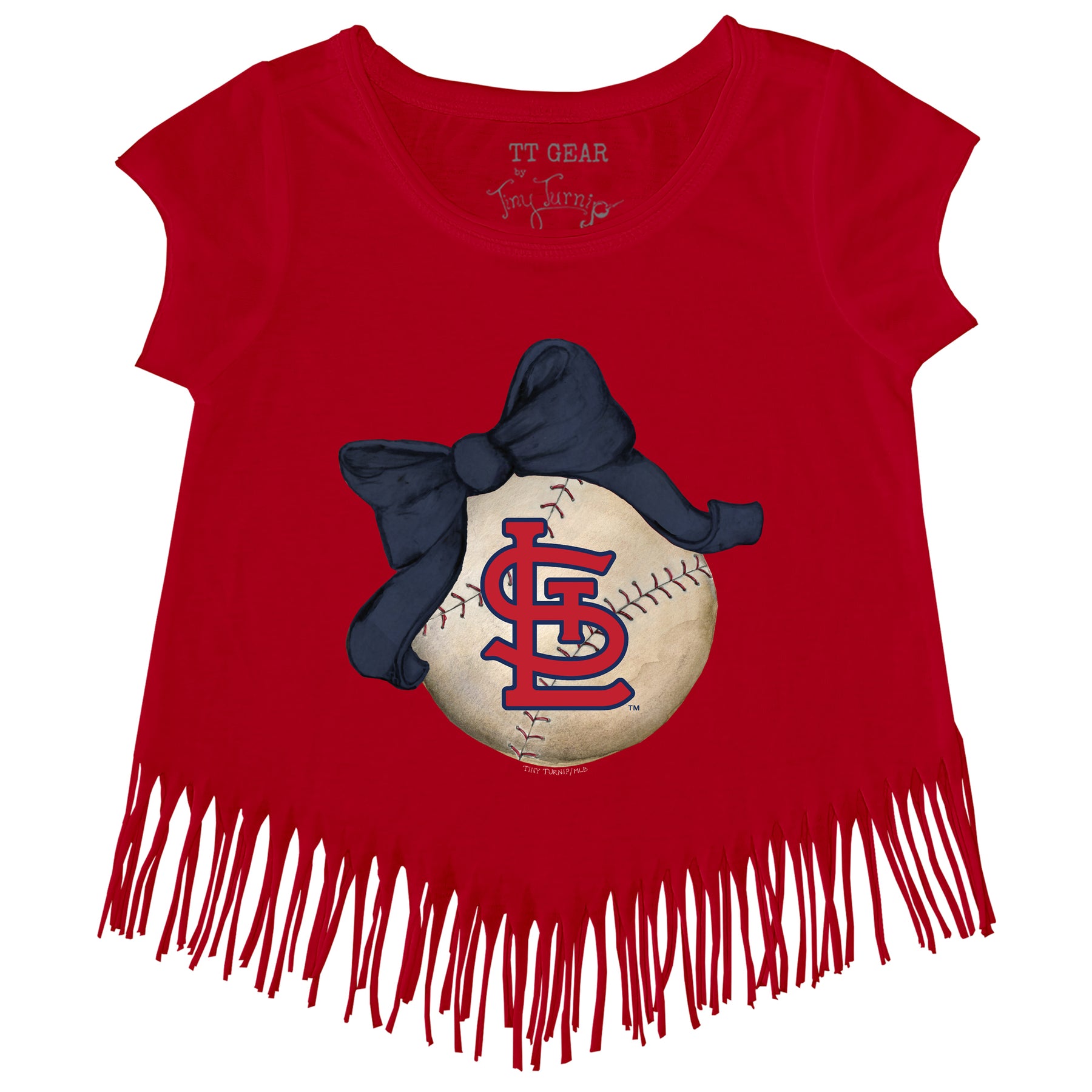 St. Louis Cardinals Tiny Turnip Toddler Baseball Bow T-Shirt - White