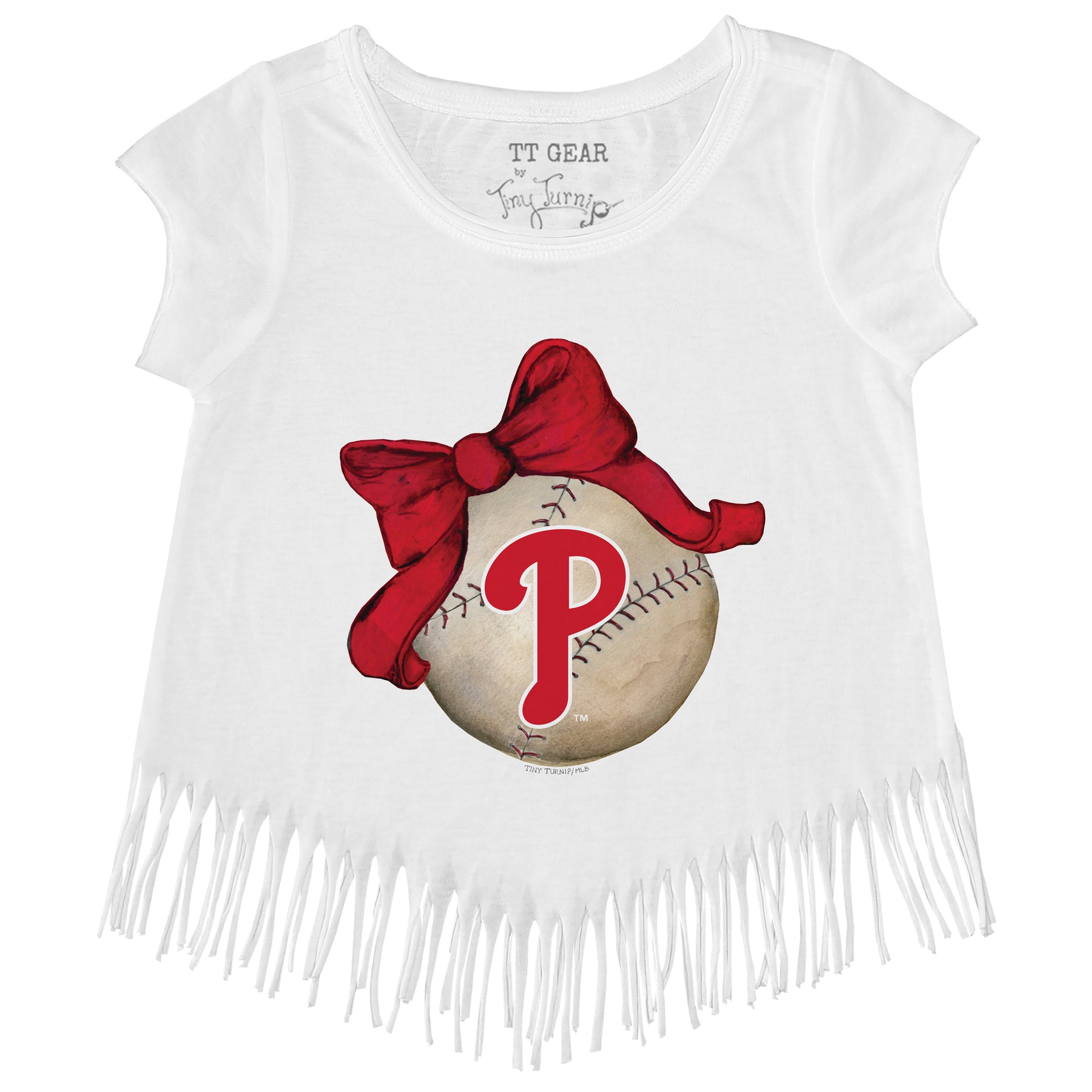 Philadelphia Phillies Baseball Bow Fringe Tee