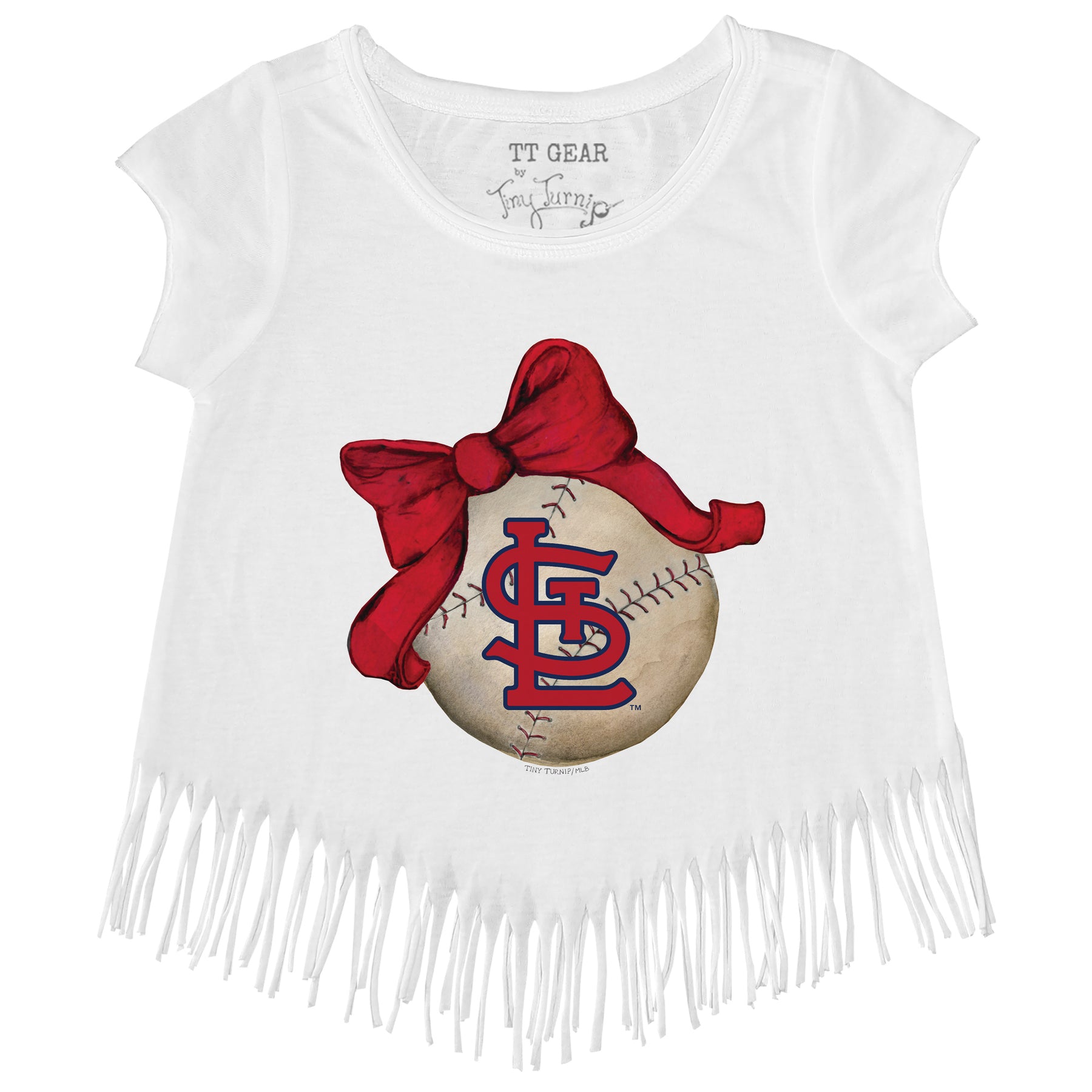 St. Louis Cardinals Baseball Bow Fringe Tee