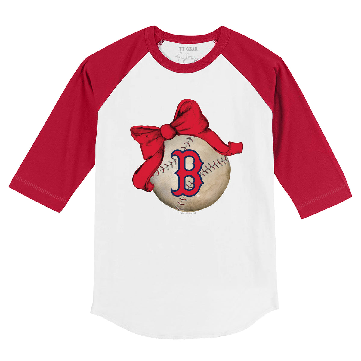 Boston Red Sox Baseball Bow 3/4 Red Sleeve Raglan