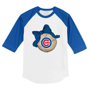Chicago Cubs Baseball Bow 3/4 Red Sleeve Raglan 4T