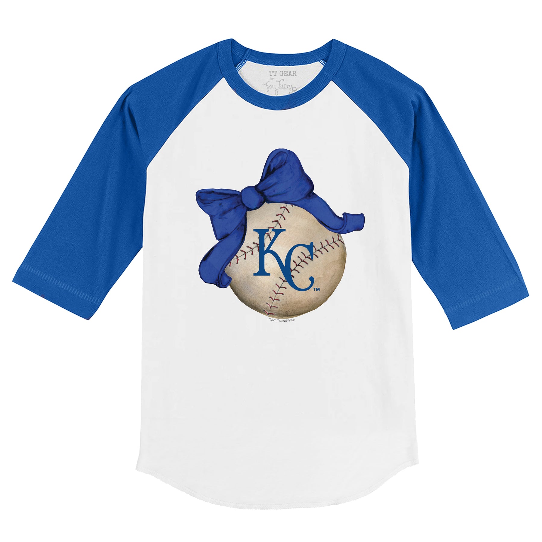 Kansas City Royals Baseball Bow 3/4 Royal Blue Sleeve Raglan