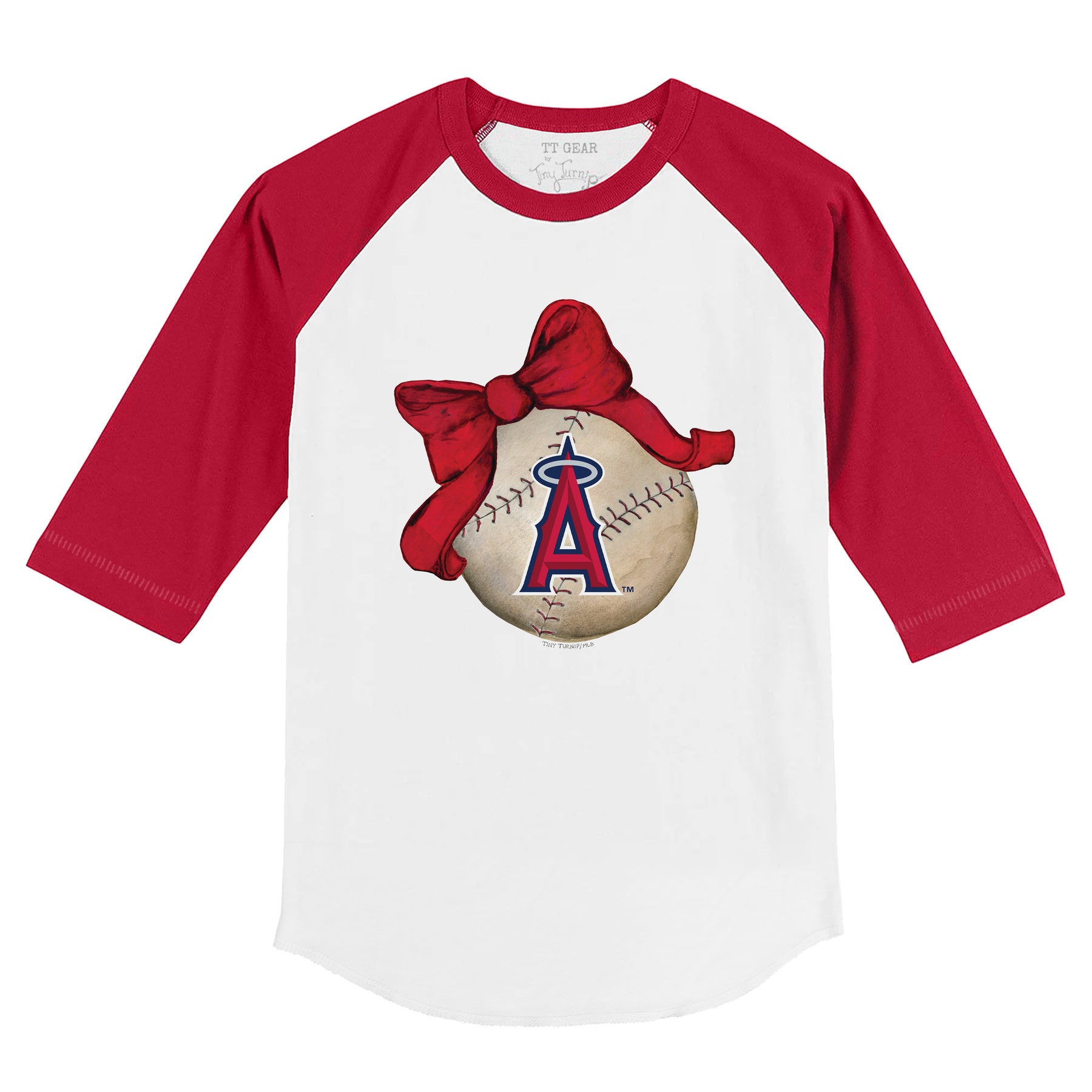 Los Angeles Angels Baseball Bow 3/4 Red Sleeve Raglan