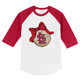 St. Louis Cardinals Baseball Bow 3/4 Red Sleeve Raglan