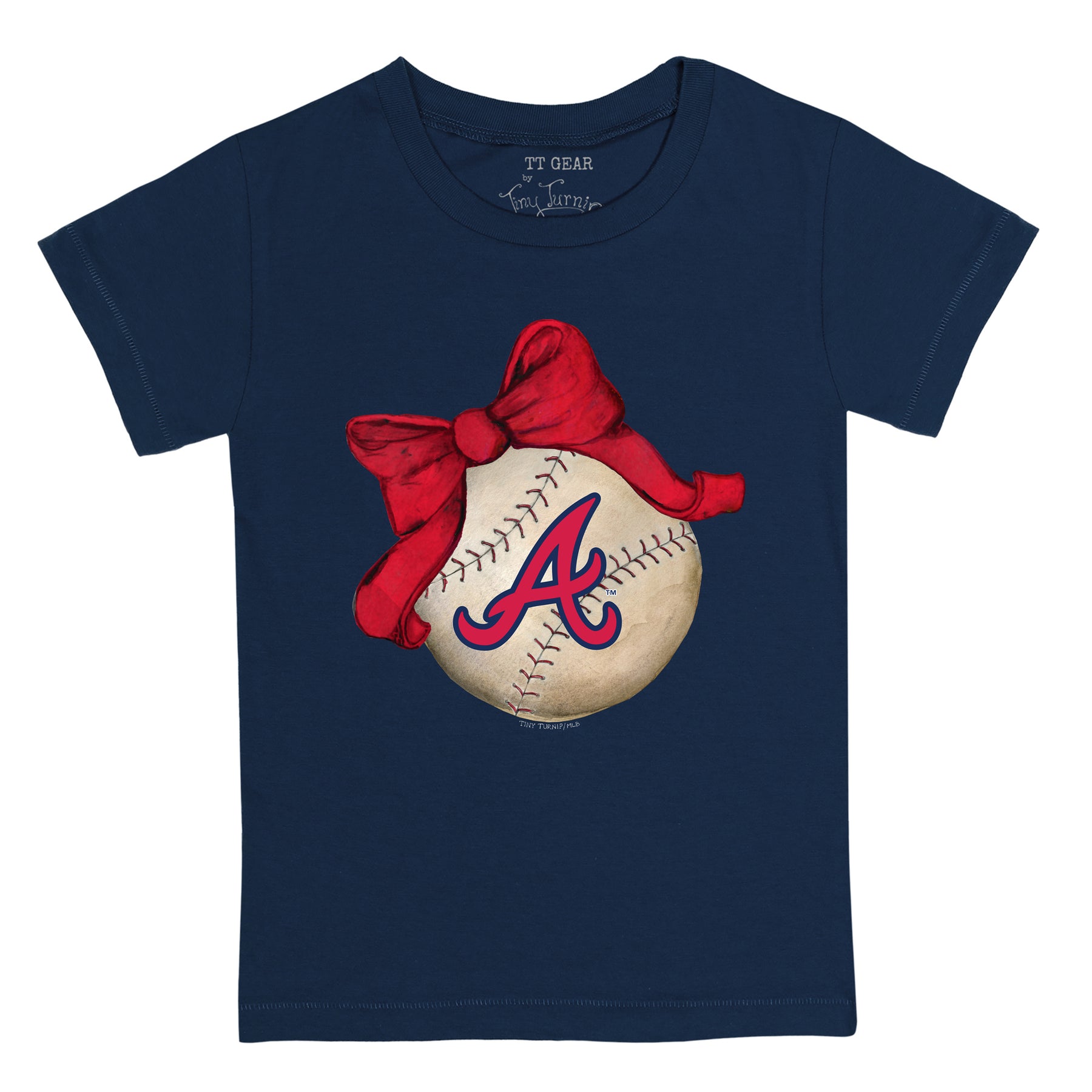 Tiny Turnip Atlanta Braves Baseball Bow Tee Shirt Women's XL / White
