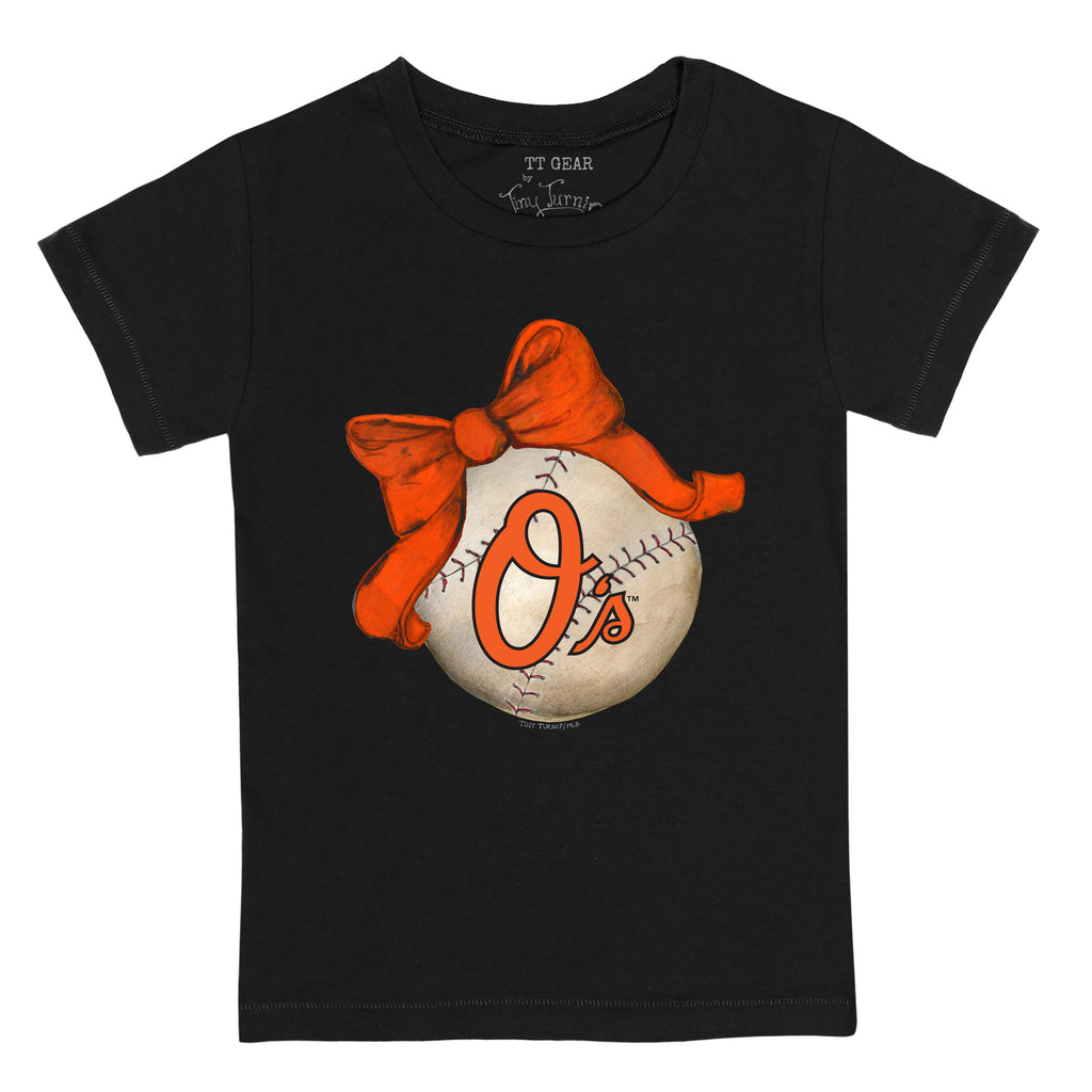 Baltimore Orioles Tiny Turnip Women's Baseball Bow 3/4-Sleeve