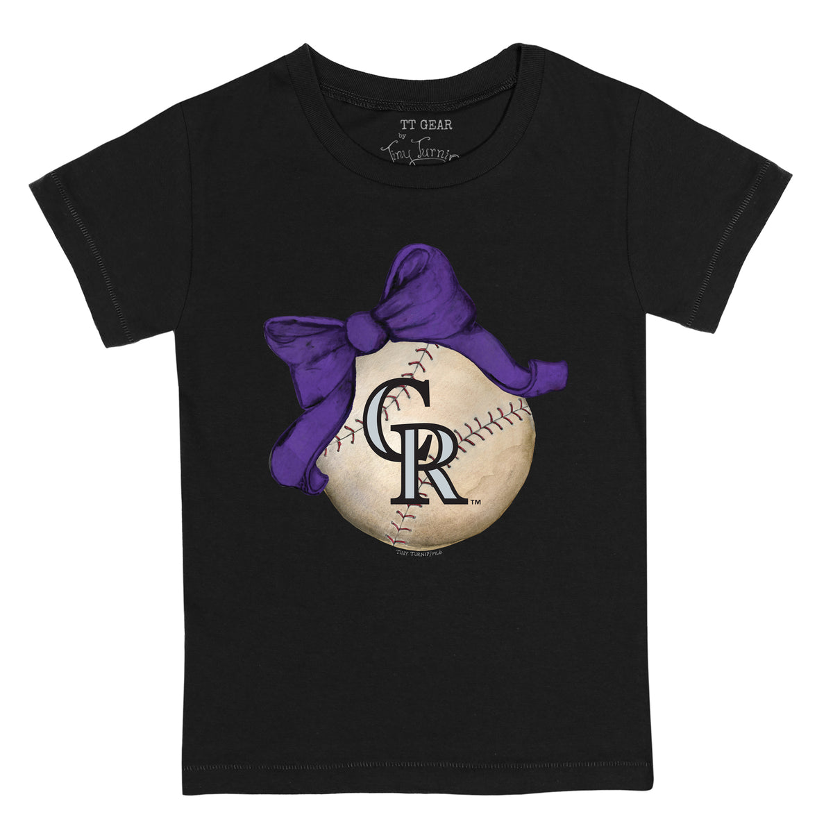 Colorado Rockies Baseball Bow Tee Shirt 2T / Black