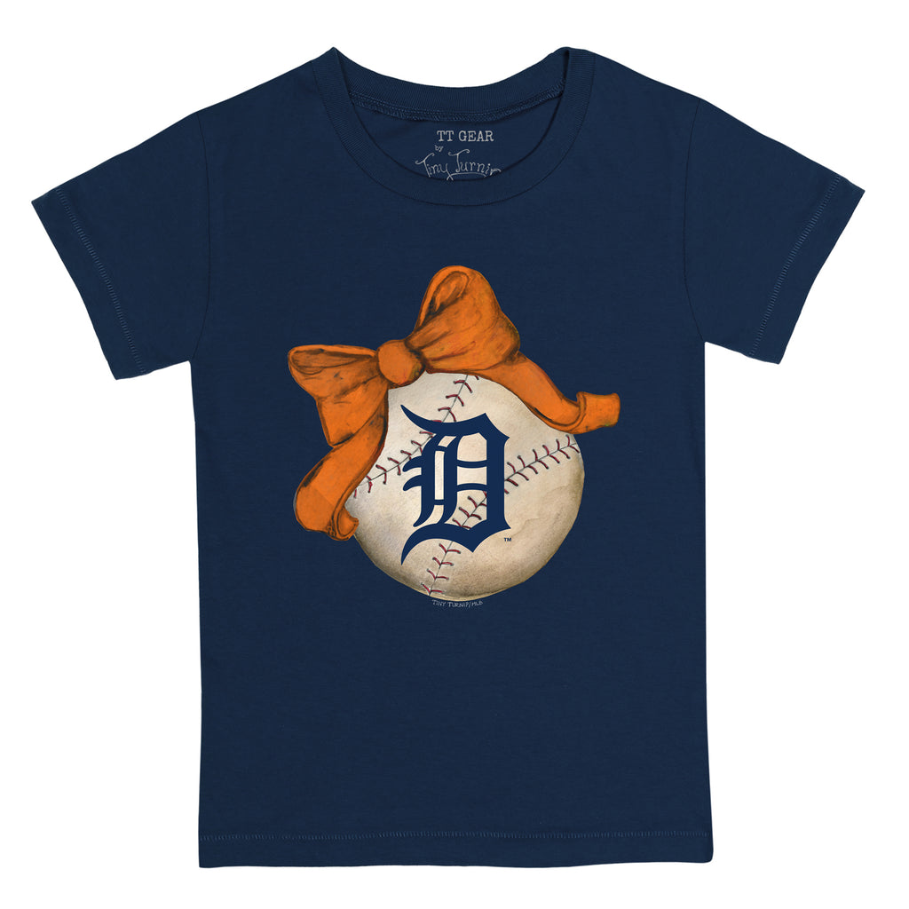 Youth Tiny Turnip White Detroit Tigers Baseball Bow T-Shirt Size: Extra Large