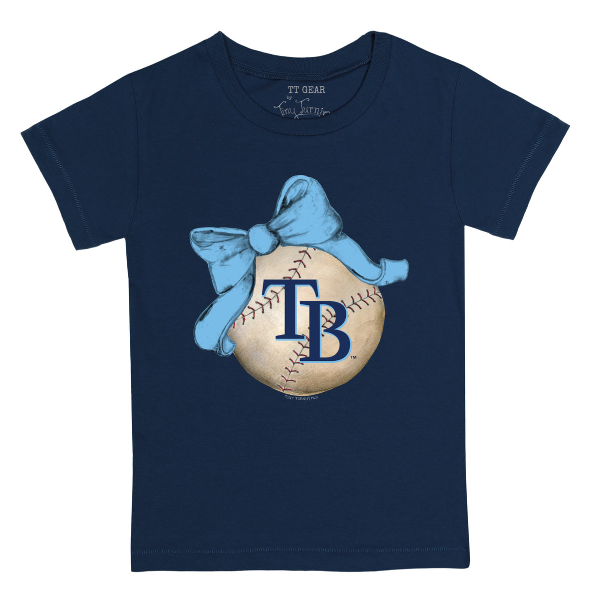 Tampa Bay Rays Baseball Bow Tee Shirt Women's 2XL / Navy Blue