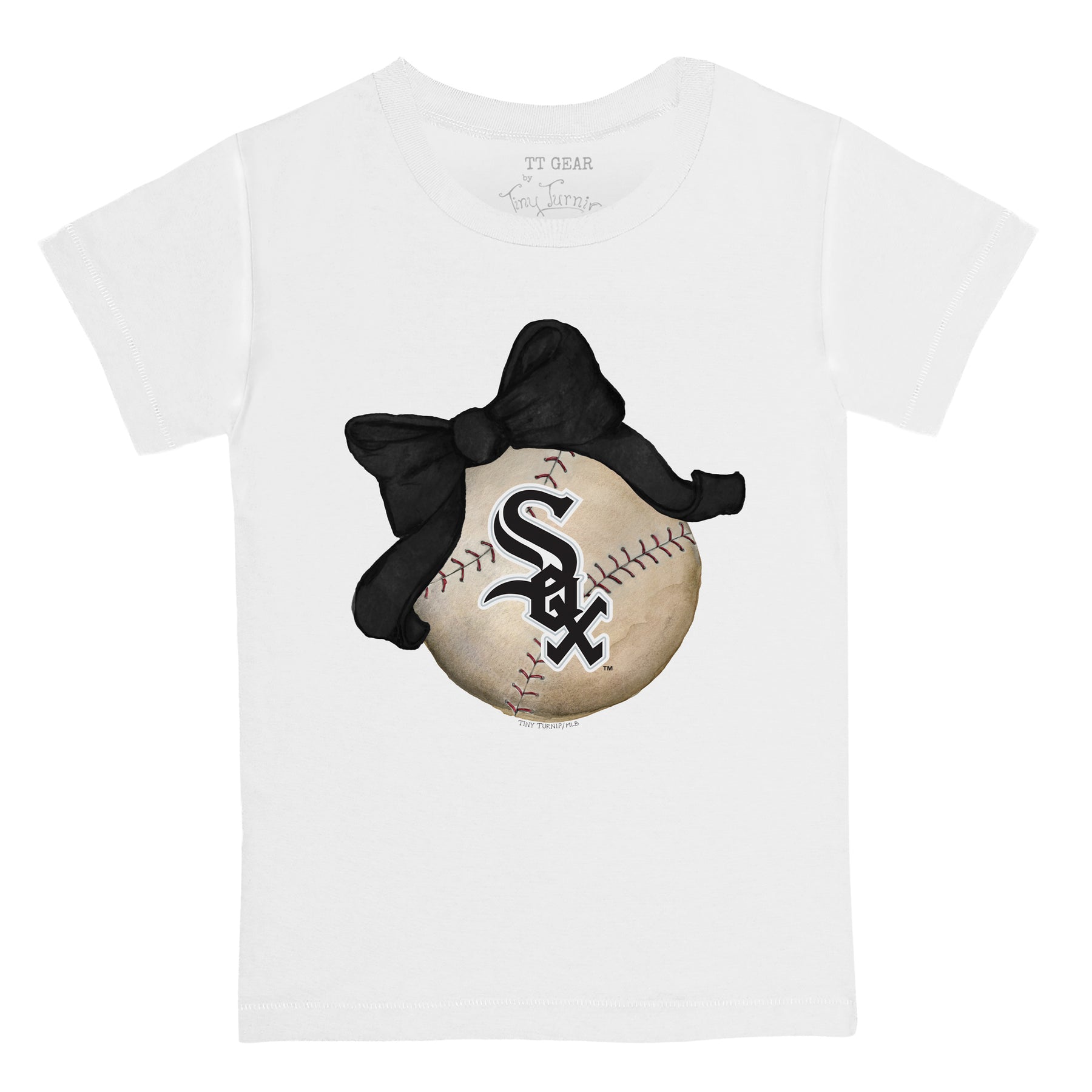 Houston Astros Tiny Turnip Youth Baseball Bow T-Shirt - White