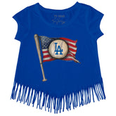 Los Angeles Dodgers Baseball Flag Fringe Tee