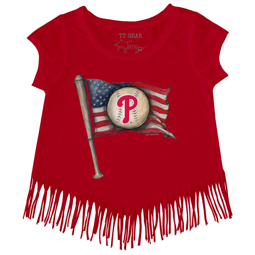 Philadelphia Phillies Tiny Turnip Women's Baseball Flag Raglan 3/4