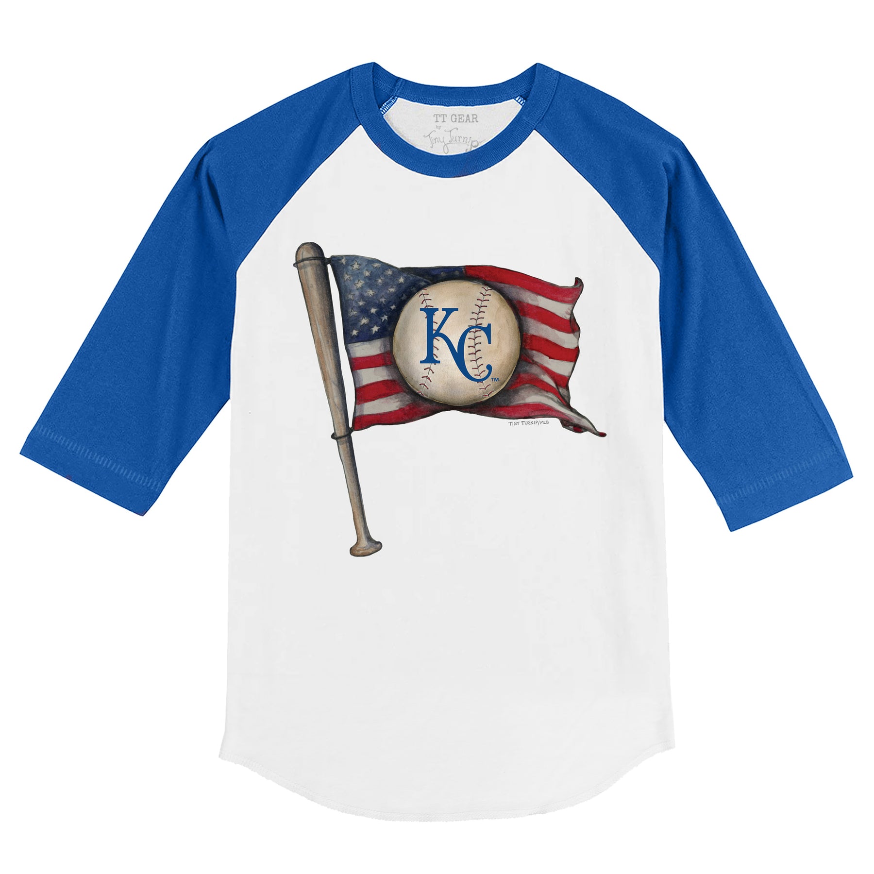 Kansas City Royals Baseball Flag 3/4 Royal Blue Sleeve Raglan