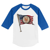 New York Mets Baseball Flag 3/4 Royal Blue Sleeve Raglan