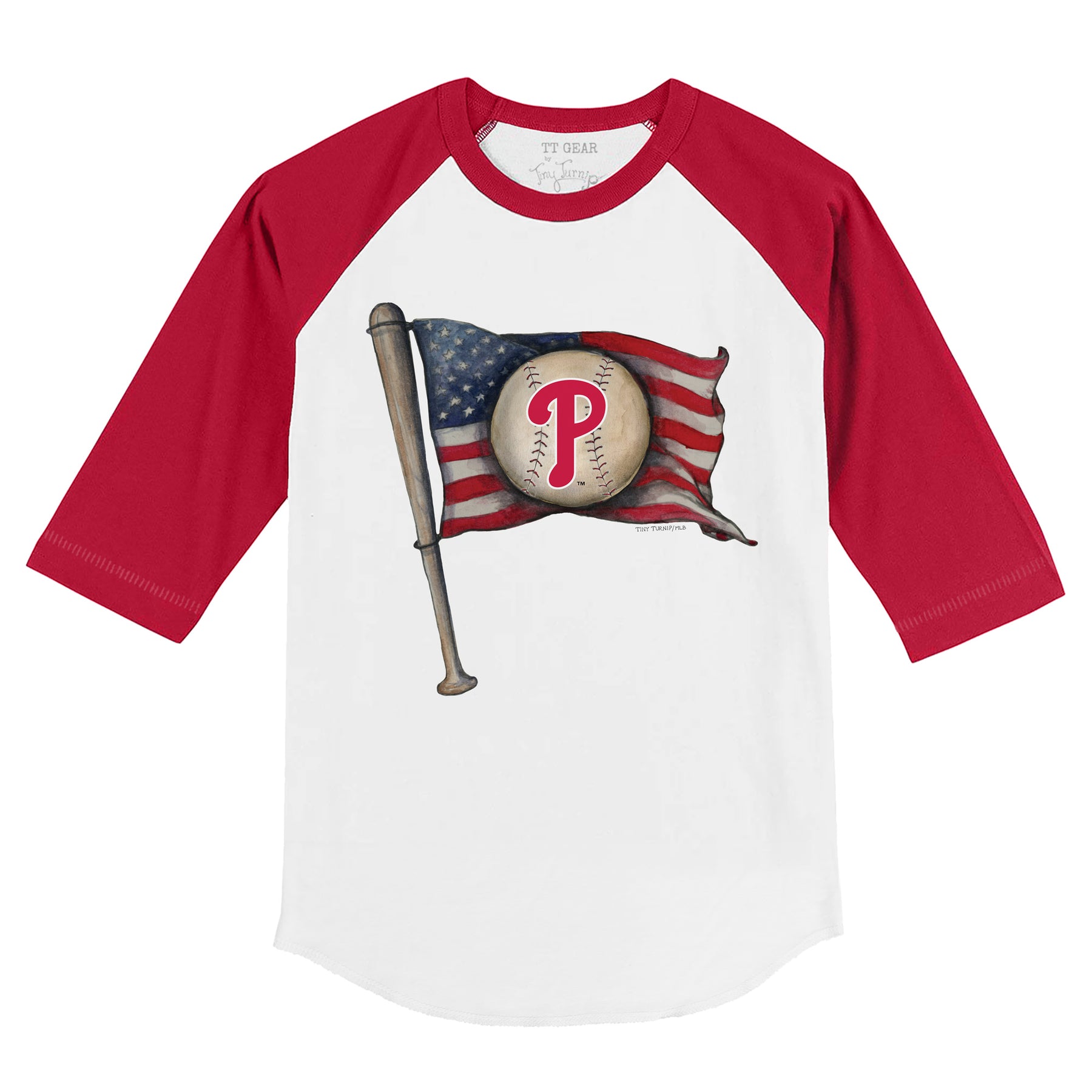 Tiny Turnip Philadelphia Phillies Youth White Baseball Pow T-Shirt