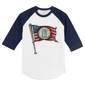 Seattle Mariners Baseball Flag 3/4 Navy Blue Sleeve Raglan