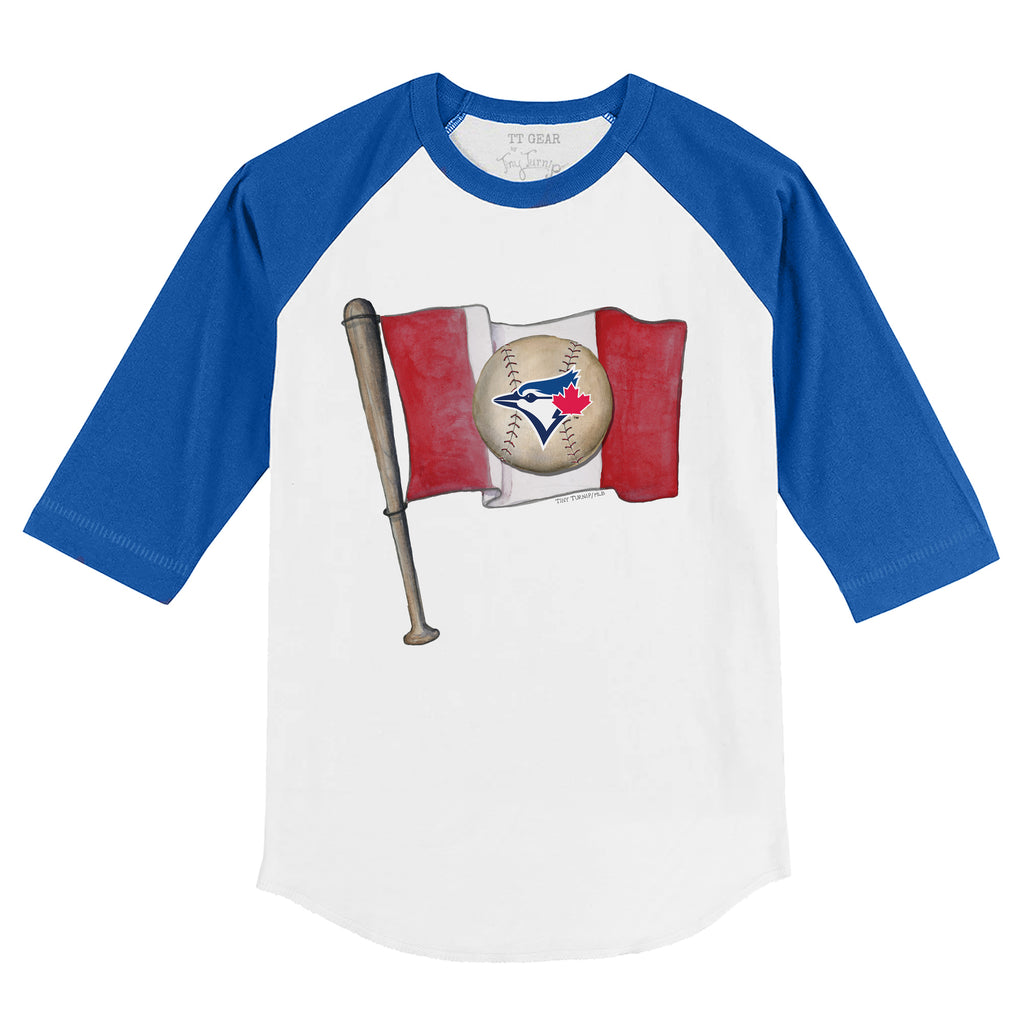 Toronto Blue Jays Tiny Turnip Infant Heart Banner Raglan 3/4-Sleeve T-Shirt  - White/Royal