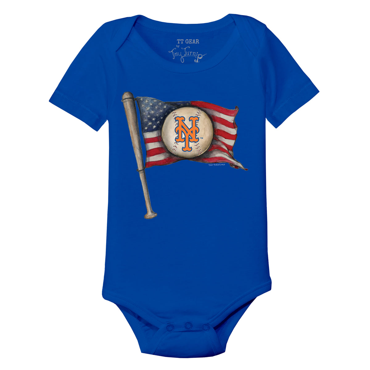 New York Mets Baseball Flag Short Sleeve Snapper