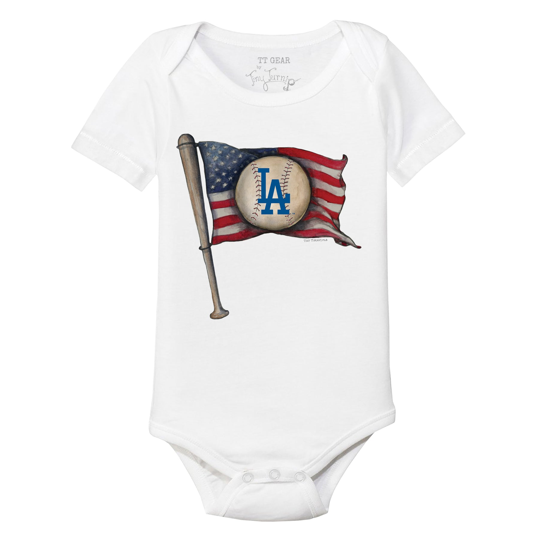Los Angeles Dodgers Baseball Flag Short Sleeve Snapper