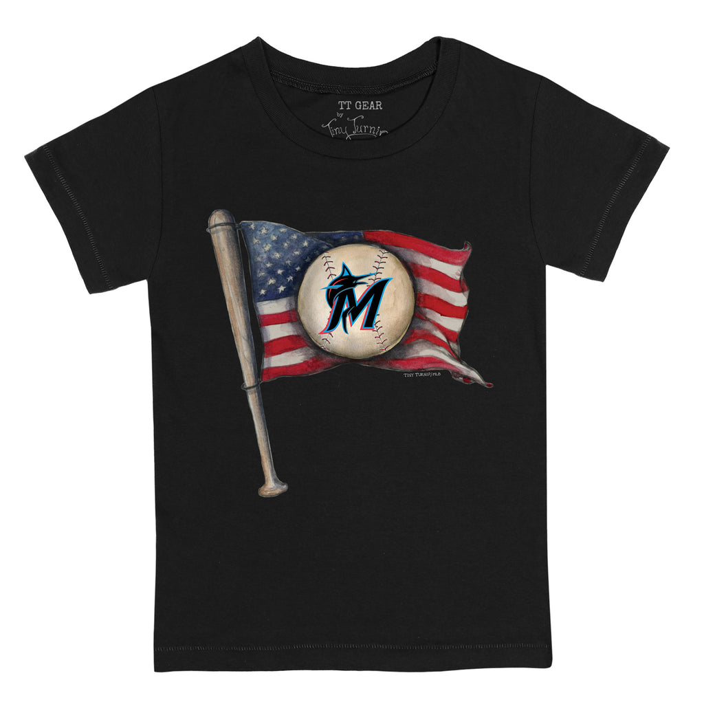 Miami Marlins Baseball Flag Tee Shirt Women's Small / White