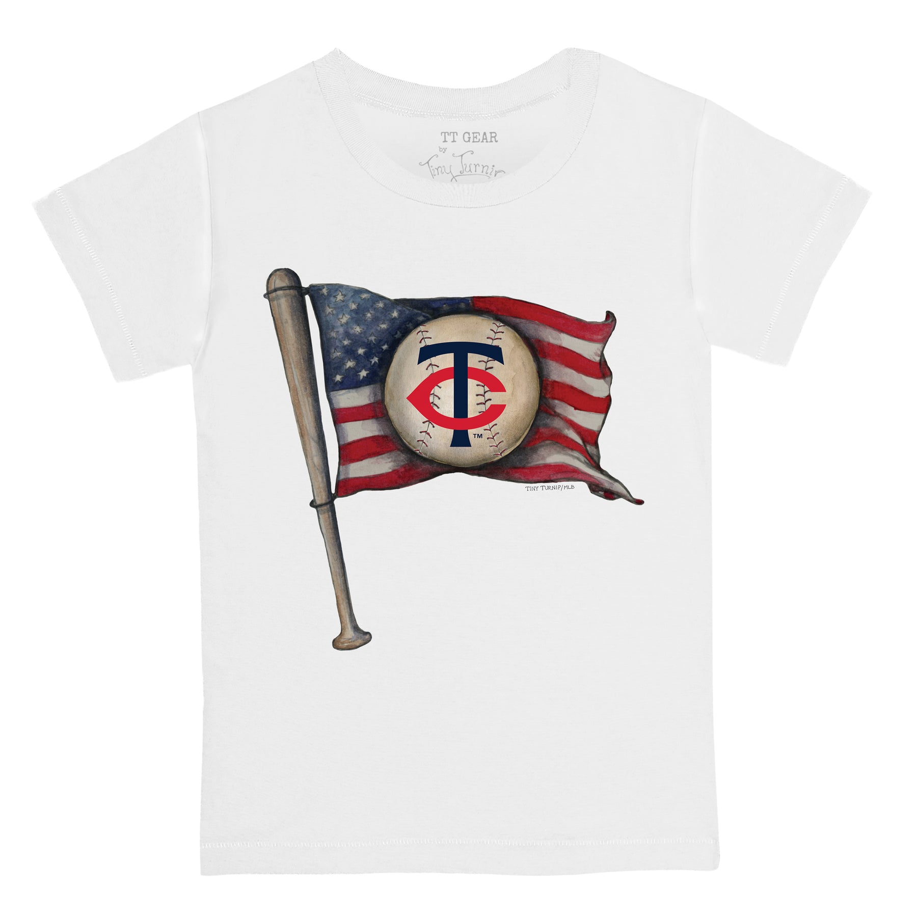 Tiny Turnip Minnesota Twins Youth White/Navy Baseball Flag 3/4-Sleeve  Raglan T-Shirt