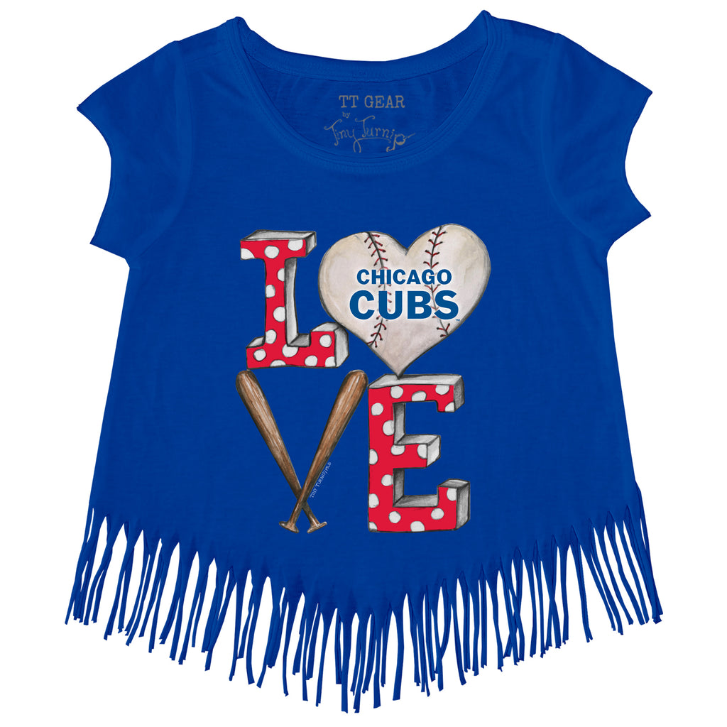 Girls Toddler Tiny Turnip Royal Chicago Cubs Stitched Baseball Fringe T-Shirt Size: 4T