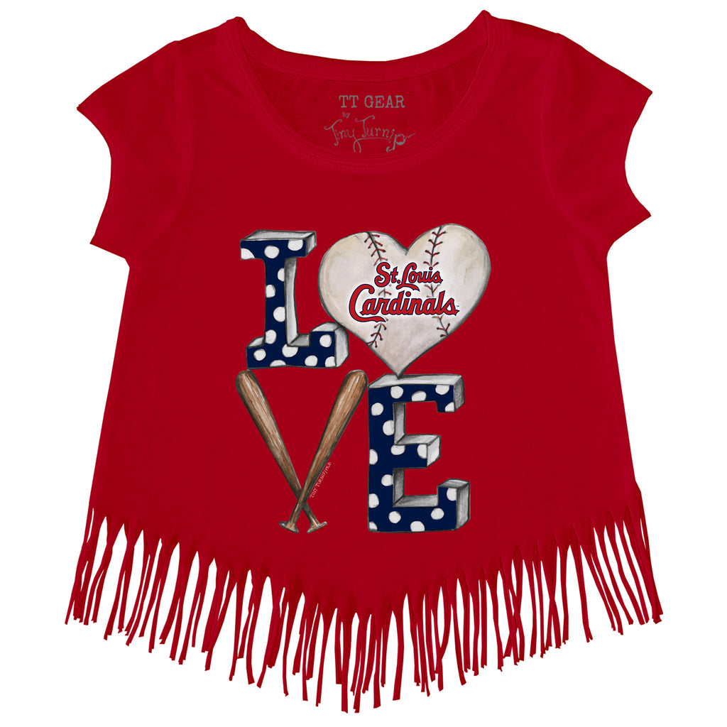 St. Louis Cardinals Baseball Love Fringe Tee Youth XL (14) / Red