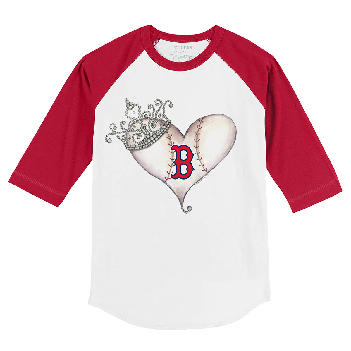 Boston Red Sox Tiara Heart 3/4 Red Sleeve Raglan