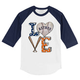 Houston Astros Baseball LOVE 3/4 Navy Blue Sleeve Raglan