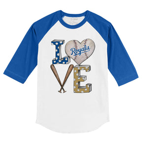 Kansas City Royals Baseball LOVE 3/4 Royal Blue Sleeve Raglan