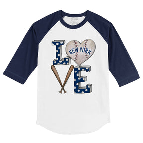 New York Yankees Baseball LOVE 3/4 Navy Blue Sleeve Raglan