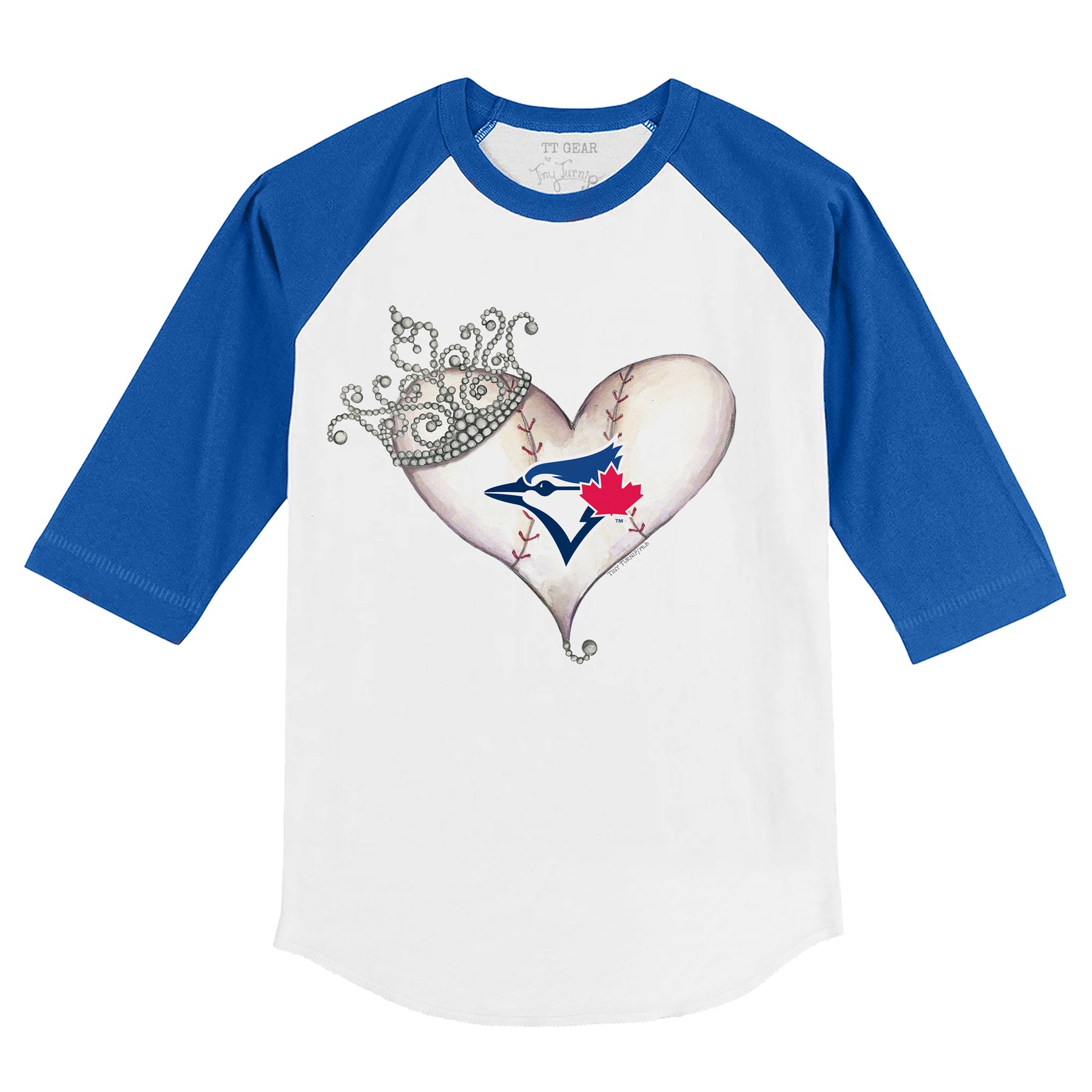 Toronto Blue Jays Tiara Heart 3/4 Royal Blue Sleeve Raglan
