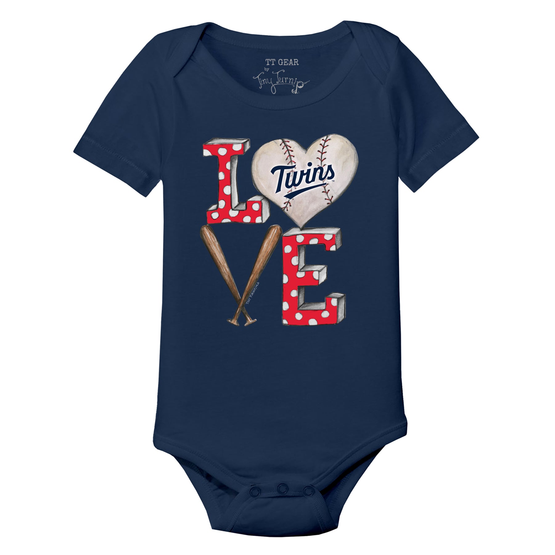 Minnesota Twins Baseball LOVE Short Sleeve Snapper 18M / Navy Blue