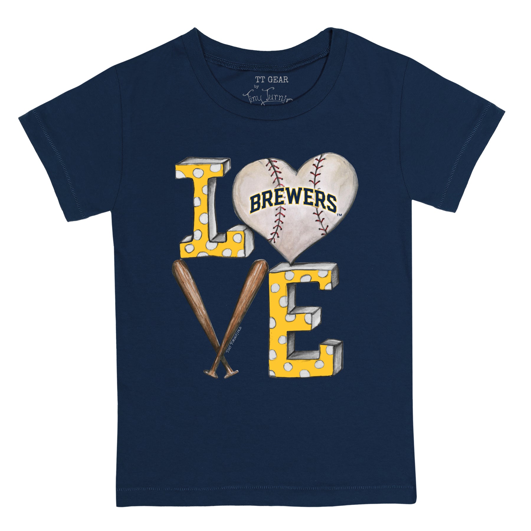 Tiny Turnip Milwaukee Brewers Baseball Love Tee Shirt Youth Small (6-8) / Navy Blue