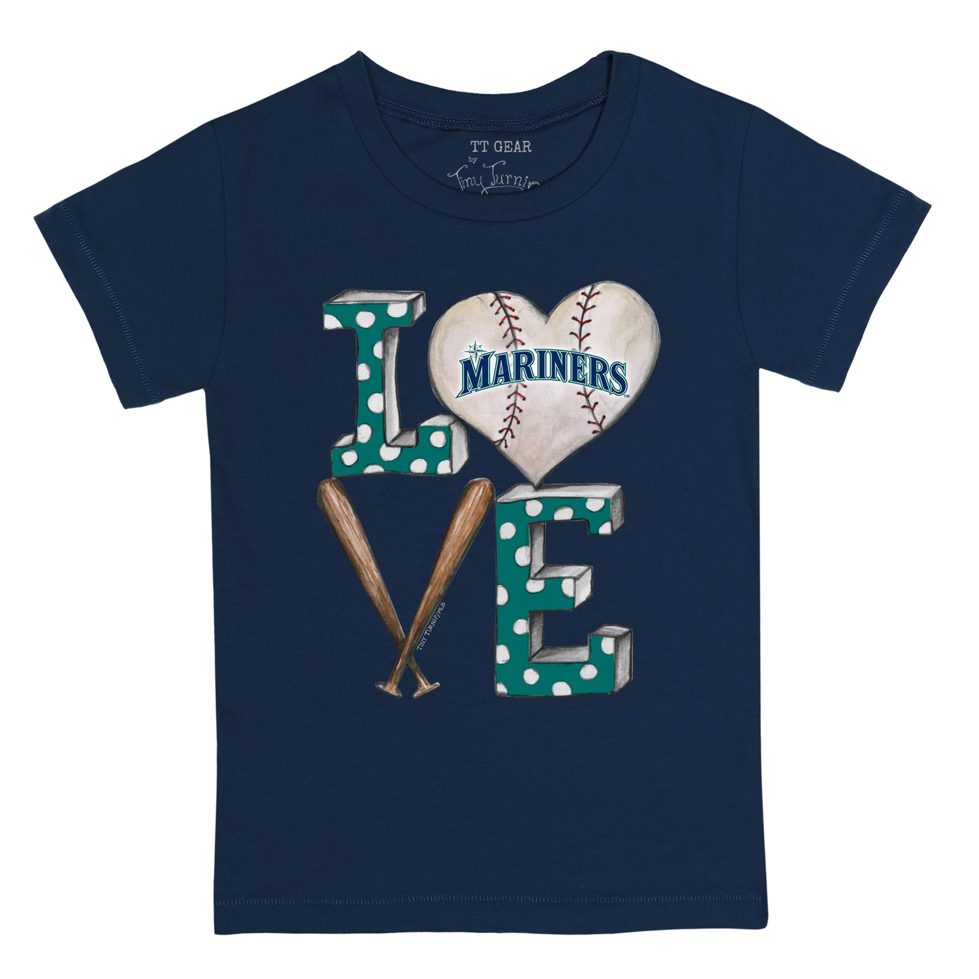 Women's Seattle Mariners Tiny Turnip White/Navy Baseball Love