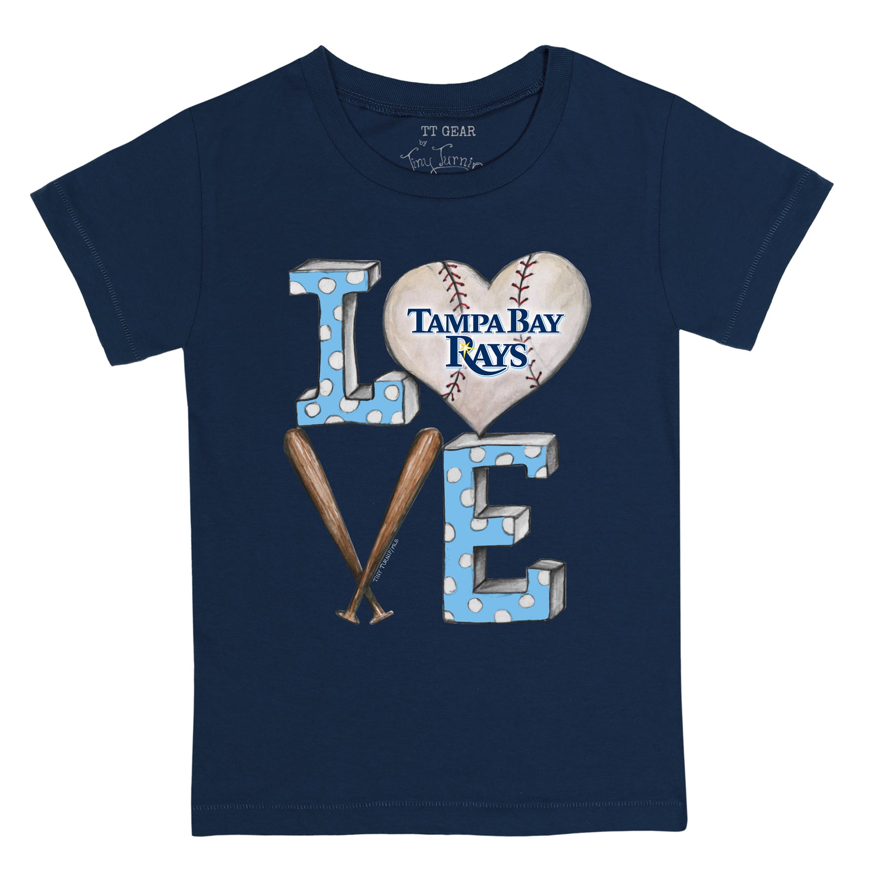 Tampa Bay Rays Baseball Love Tee Shirt 4T / Navy Blue