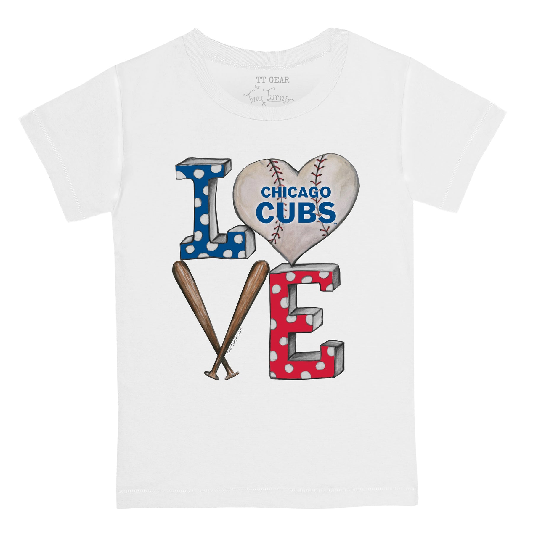 Girls Toddler Tiny Turnip Royal Chicago Cubs Stitched Baseball Fringe T-Shirt